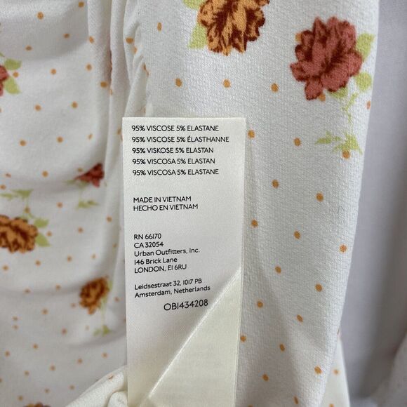 Free People Dress Womens Medium White Orange Floral Boho Peasant Fairy NWT - Picture 13 of 16